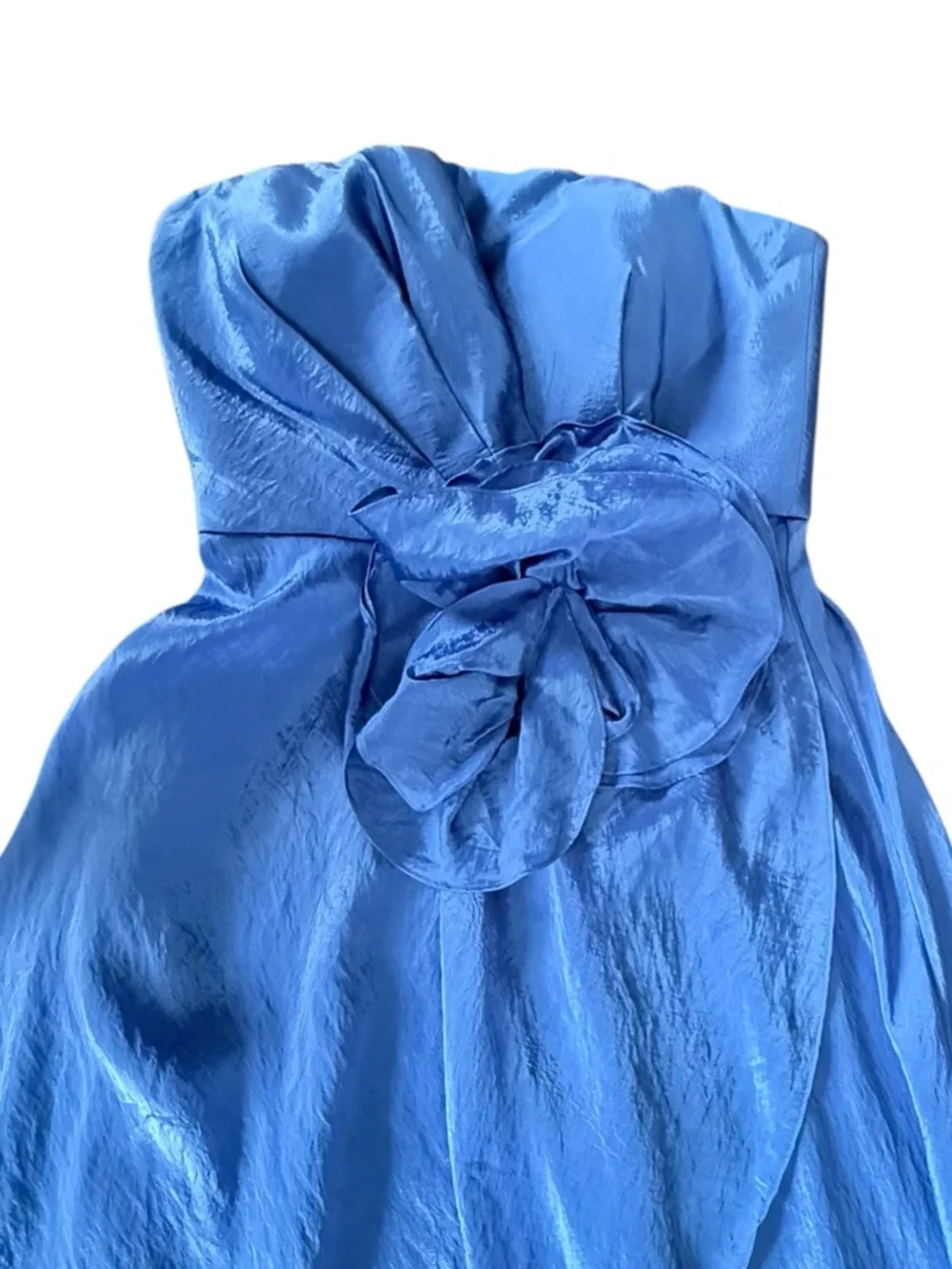 Muse by Marchesa Dress Women Strapless Blue Size 6 Rosette Maxi NWT - Picture 5 of 12
